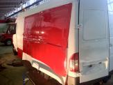 Foliendesign Barnim Vollverklebung Mercedes Sprinter wei rot + Hnger